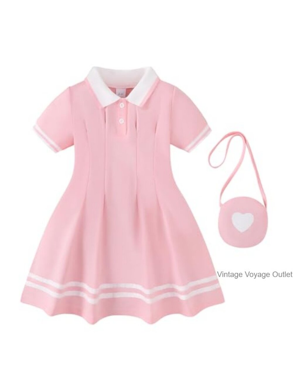 Toddler Girls Polo Dress Casual Summer Cotton Blend Button-Down
